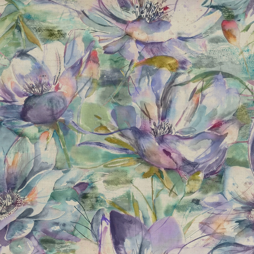 Dusky Blooms Printed Cotton Fabric (By The Metre) Fig elegant table cloth  