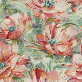 Dusky Blooms Printed Cotton Fabric (By The Metre) Russett elegant table cloth  