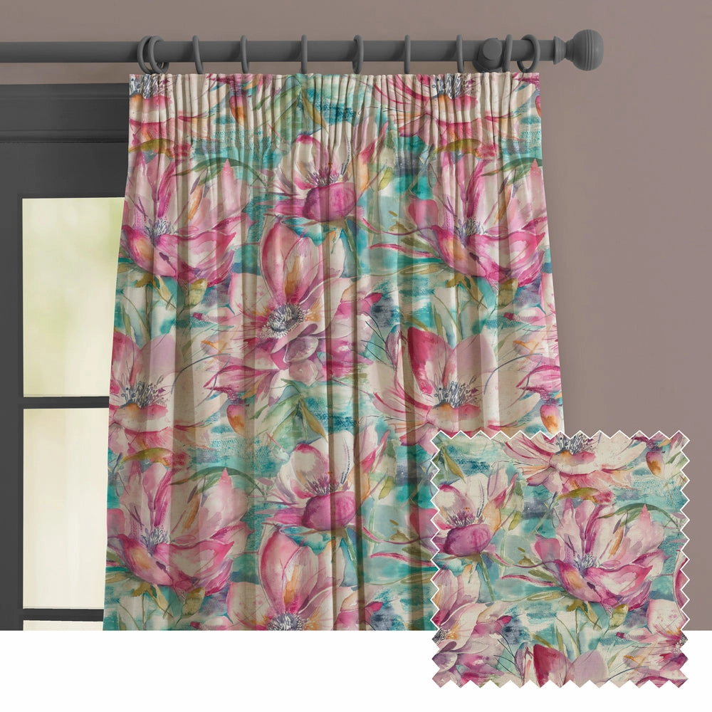 Dusky Blooms Printed Made to Measure Curtains Sweetpea patterned fashion rug  
