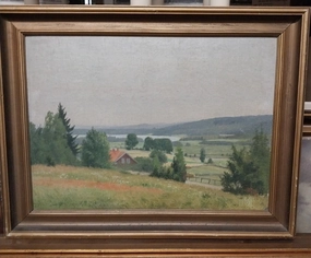 DUTCH COUNTRY SIDE WITH RED ROOF HOUSE OIL PAINTING classic mural painting