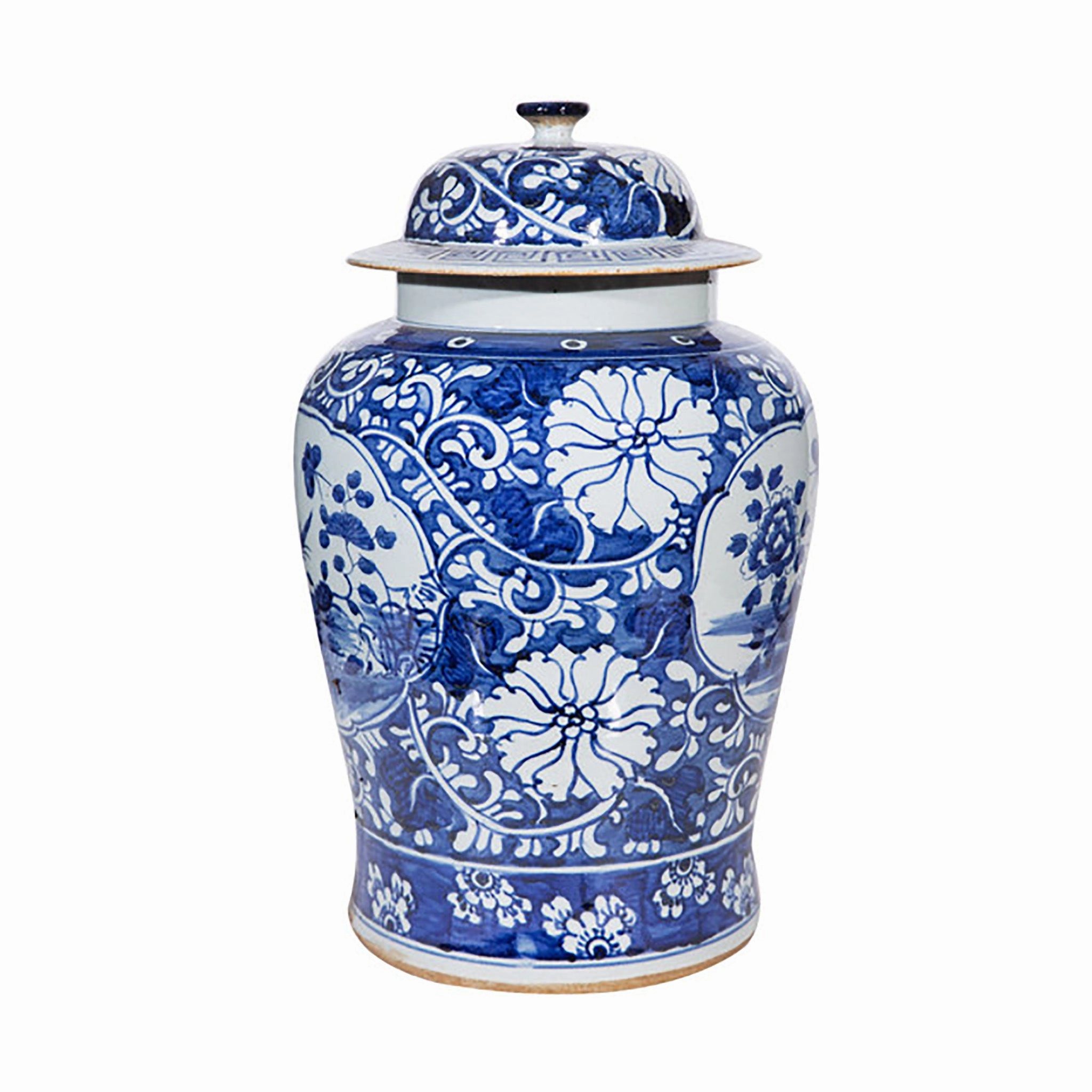 Dynasty Temple Jar With Floral Bird Panel Motif