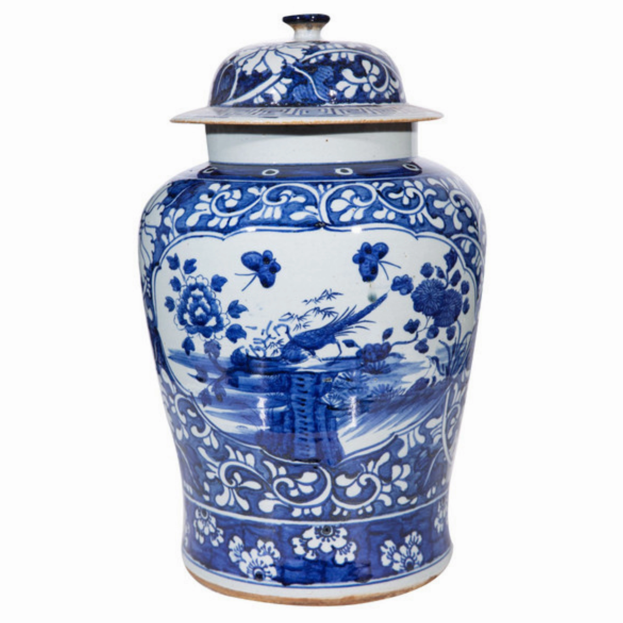 Dynasty Temple Jar With Floral Bird Panel Motif home display ornament