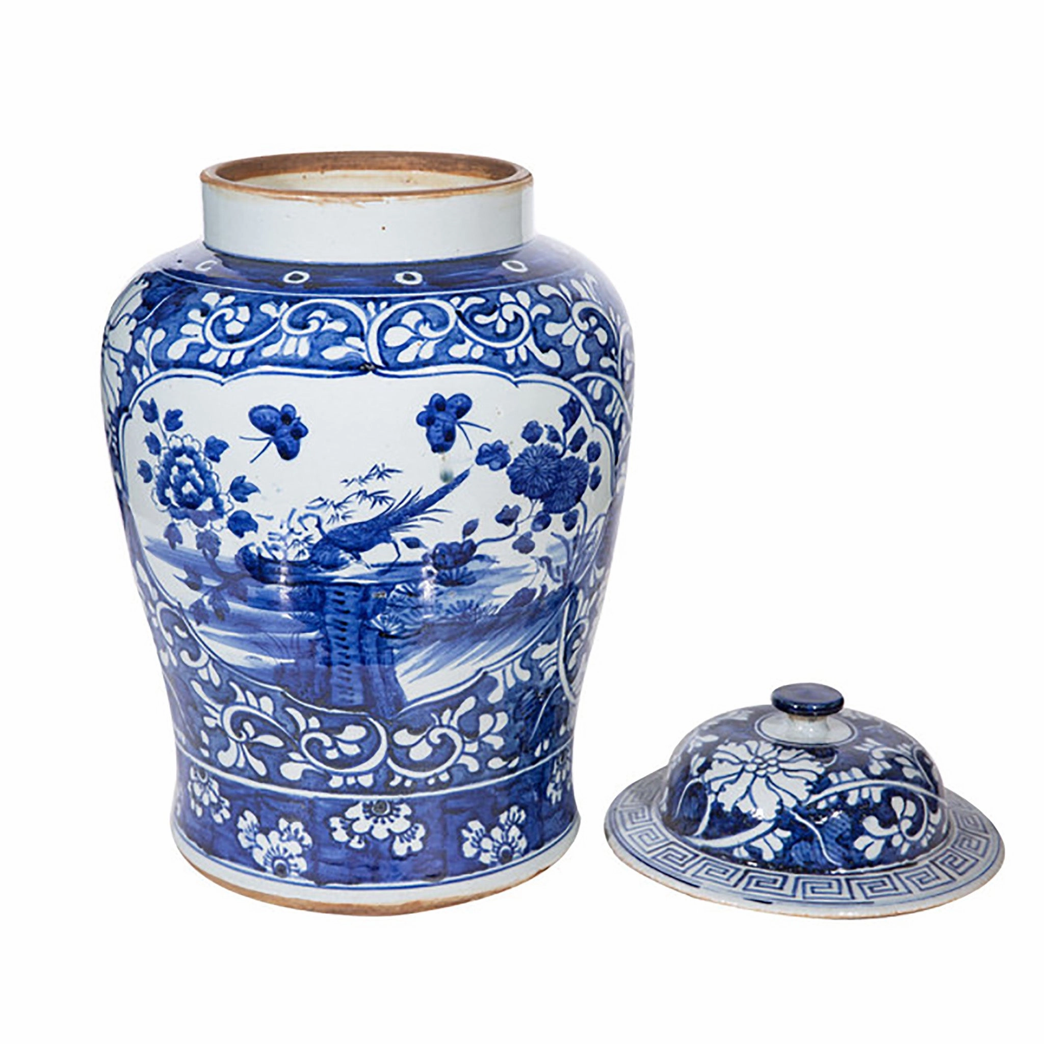 Dynasty Temple Jar With Floral Bird Panel Motif