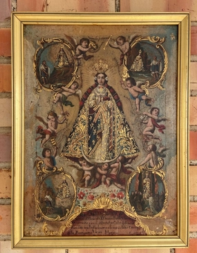 EARLY RELIGIOUS PAINTING AS IS - IMMACULTADE CONCEPTION classic mural painting