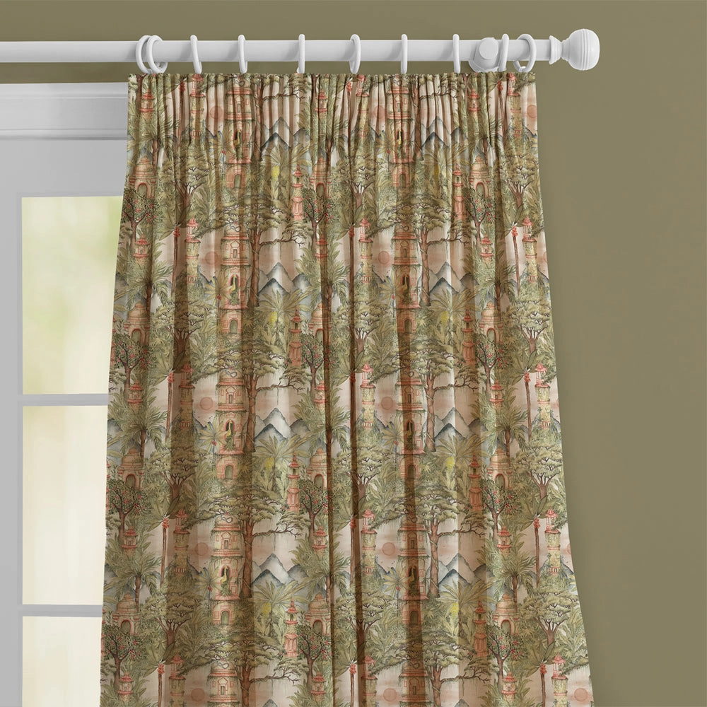 Eden Ruins Printed Cotton Fabric Green