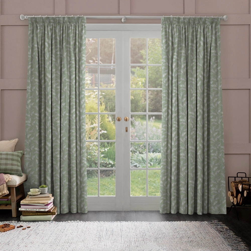 Eildon Printed Made to Measure Curtains Moss