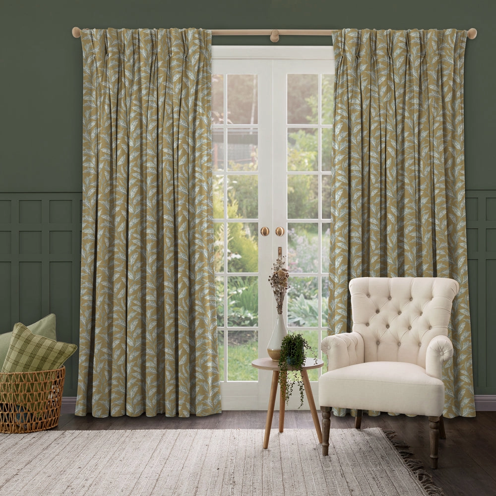 Eildon Printed Made to Measure Curtains Mustard