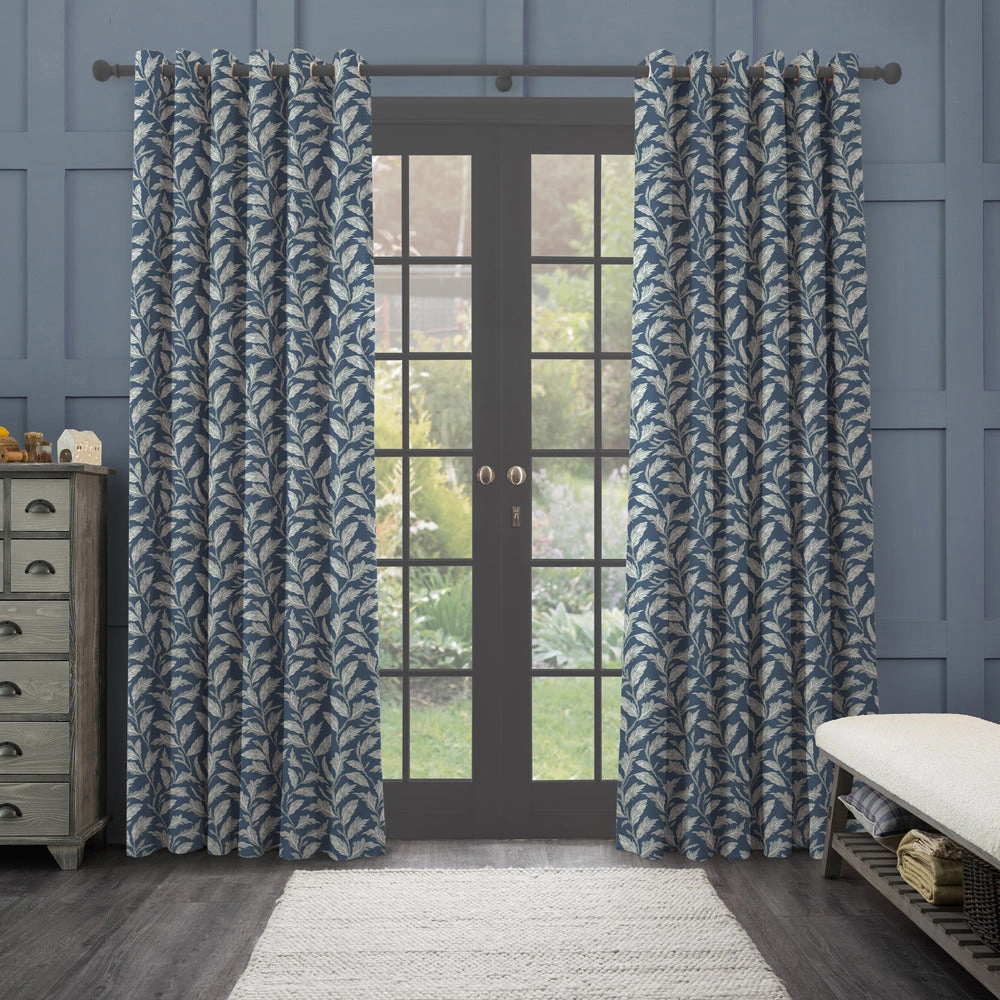 Eildon Printed Made to Measure Curtains Navy