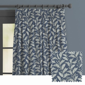 Eildon Printed Made to Measure Curtains Navy patterned fashion rug  