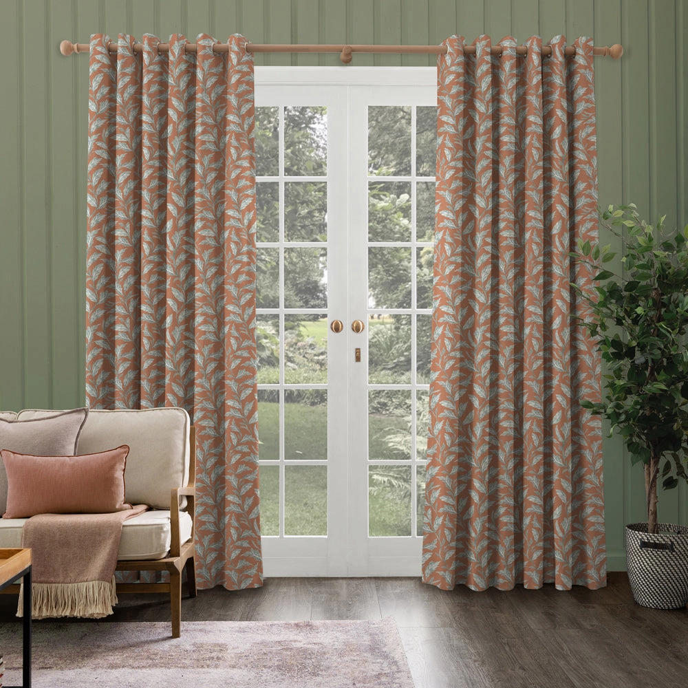 Eildon Printed Made to Measure Curtains Rust