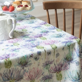 Eilean Donan Resin Oil Cloth Fabric (By The Metre) Thistle elegant table cloth  