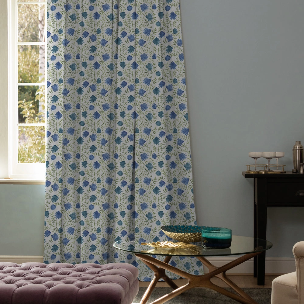 Elai Printed Cotton Fabric (By The Metre) Denim