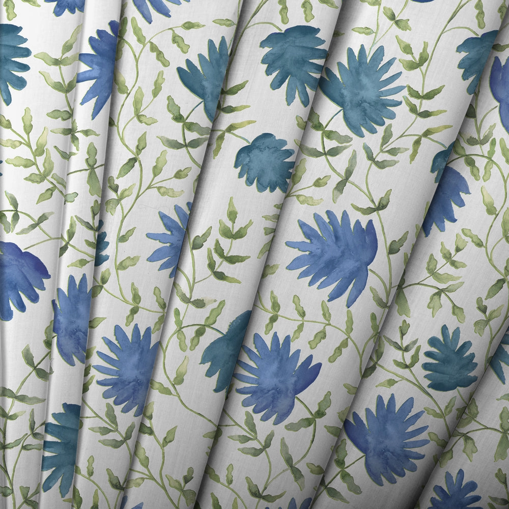 Elai Printed Cotton Fabric (By The Metre) Denim