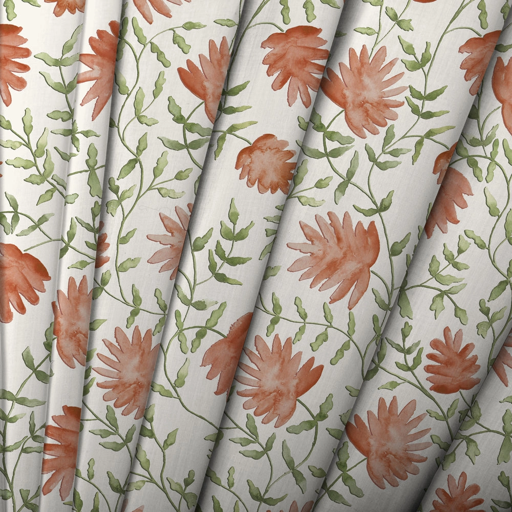 Elai Printed Cotton Fabric (By The Metre) Terracotta