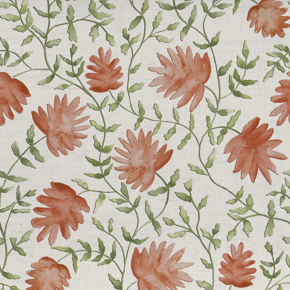 Elai Printed Cotton Fabric (By The Metre) Terracotta elegant table cloth  