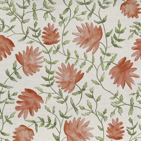 Elai Printed Cotton Fabric (By The Metre) Terracotta elegant table cloth  