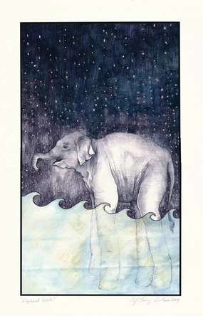 Elephant Walk 11x17 Print framed wall decor