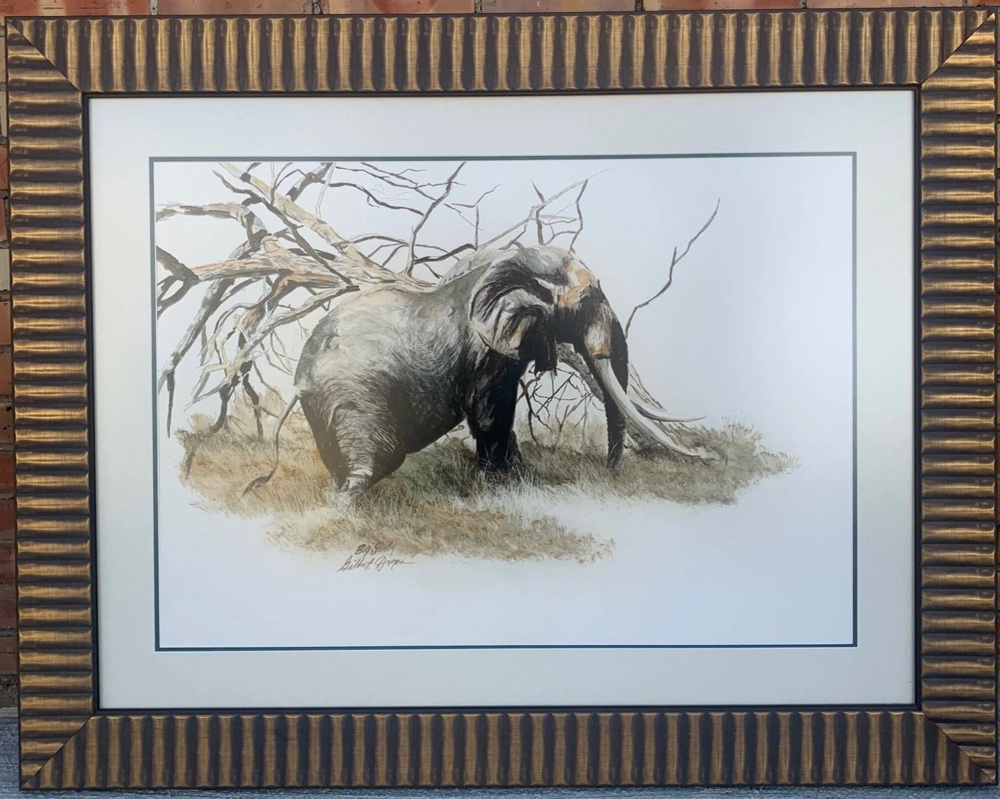 ELEPHANT WATERCOLOR IN NEW FRAME classic mural painting