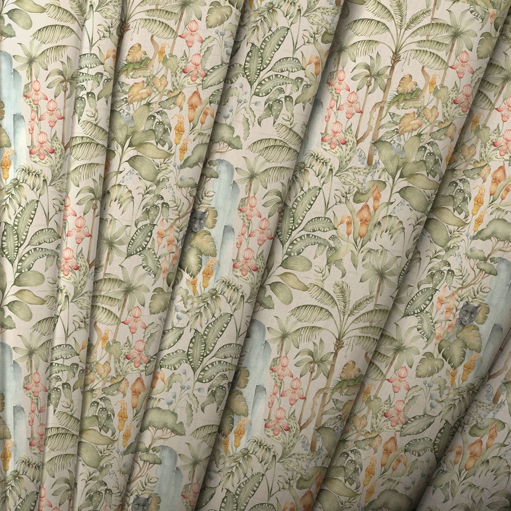 Elysian Canopy Printed Cotton Fabric Green