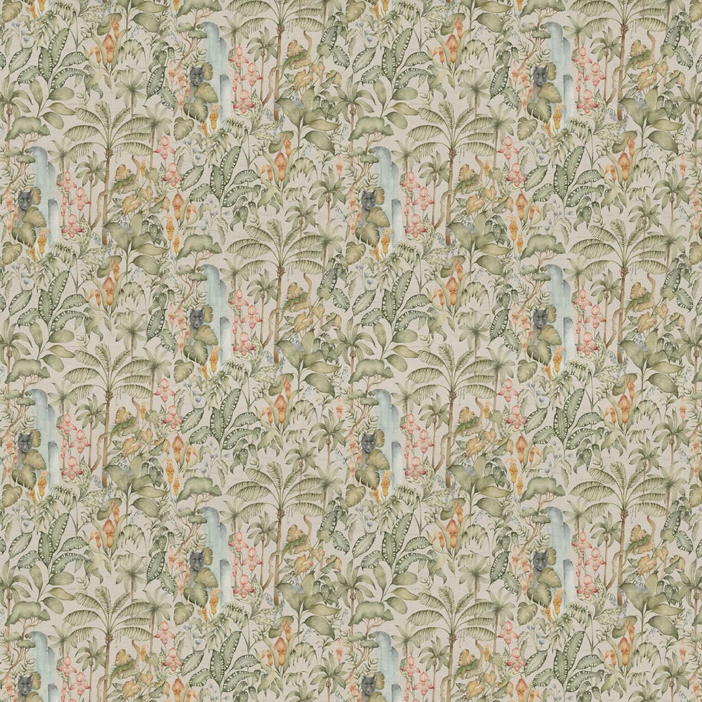 Elysian Canopy Printed Cotton Fabric Green