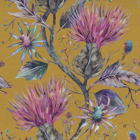 Elysium Printed Cotton Fabric (By The Metre) Gold elegant table cloth  