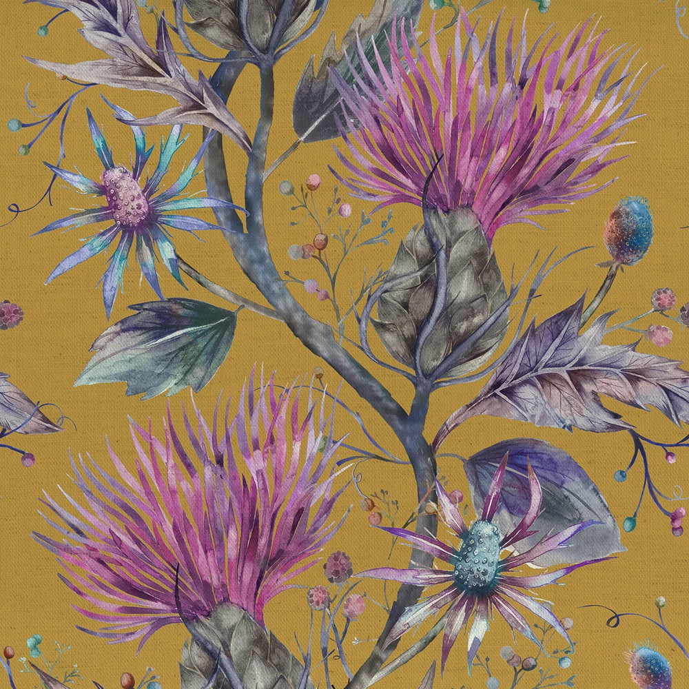Elysium Printed Cotton Fabric (By The Metre) Gold elegant table cloth  
