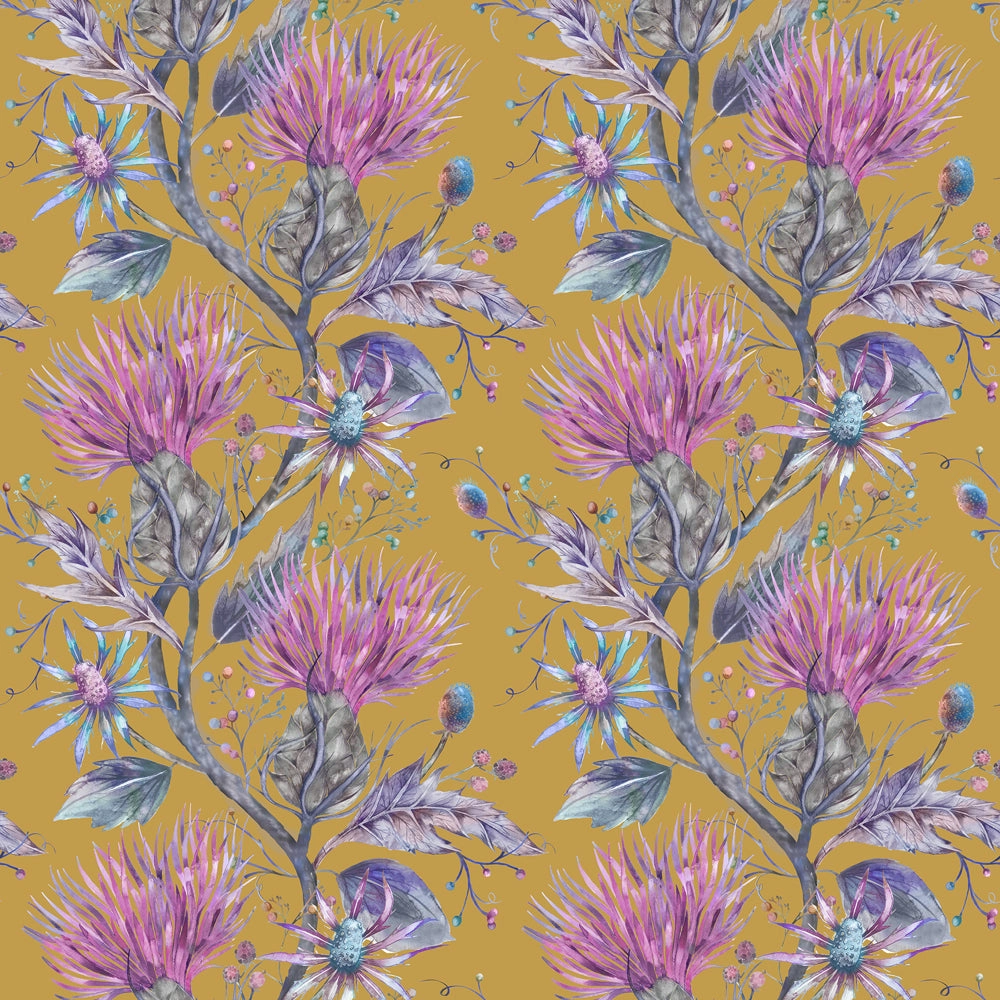 Elysium Printed Cotton Fabric (By The Metre) Gold