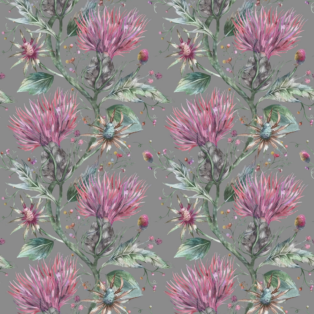 Elysium Printed Cotton Fabric (By The Metre) Onyx