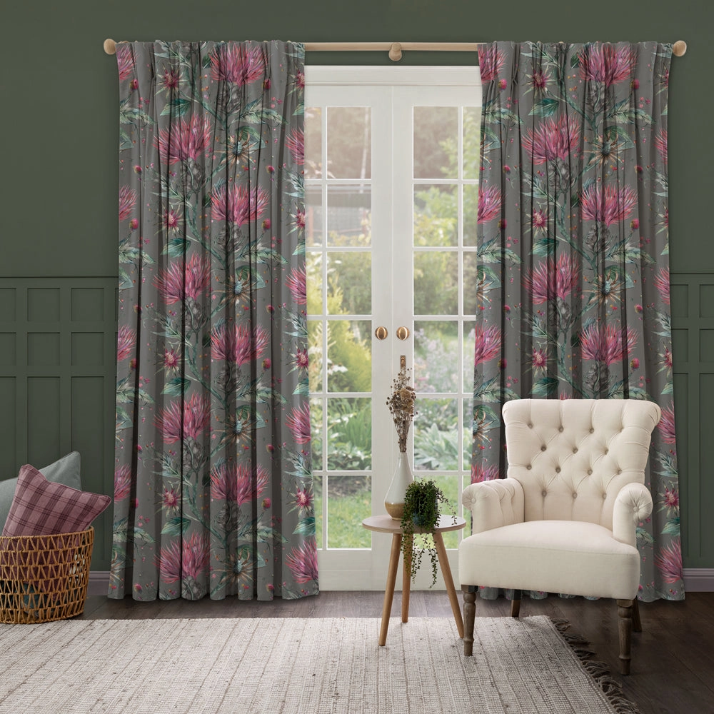 Elysium Printed Made to Measure Curtains Onyx