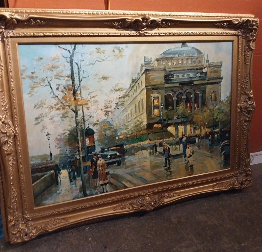 EMBELLISHED GICLEE OIL PAINTING OF THE PARIS OPERA