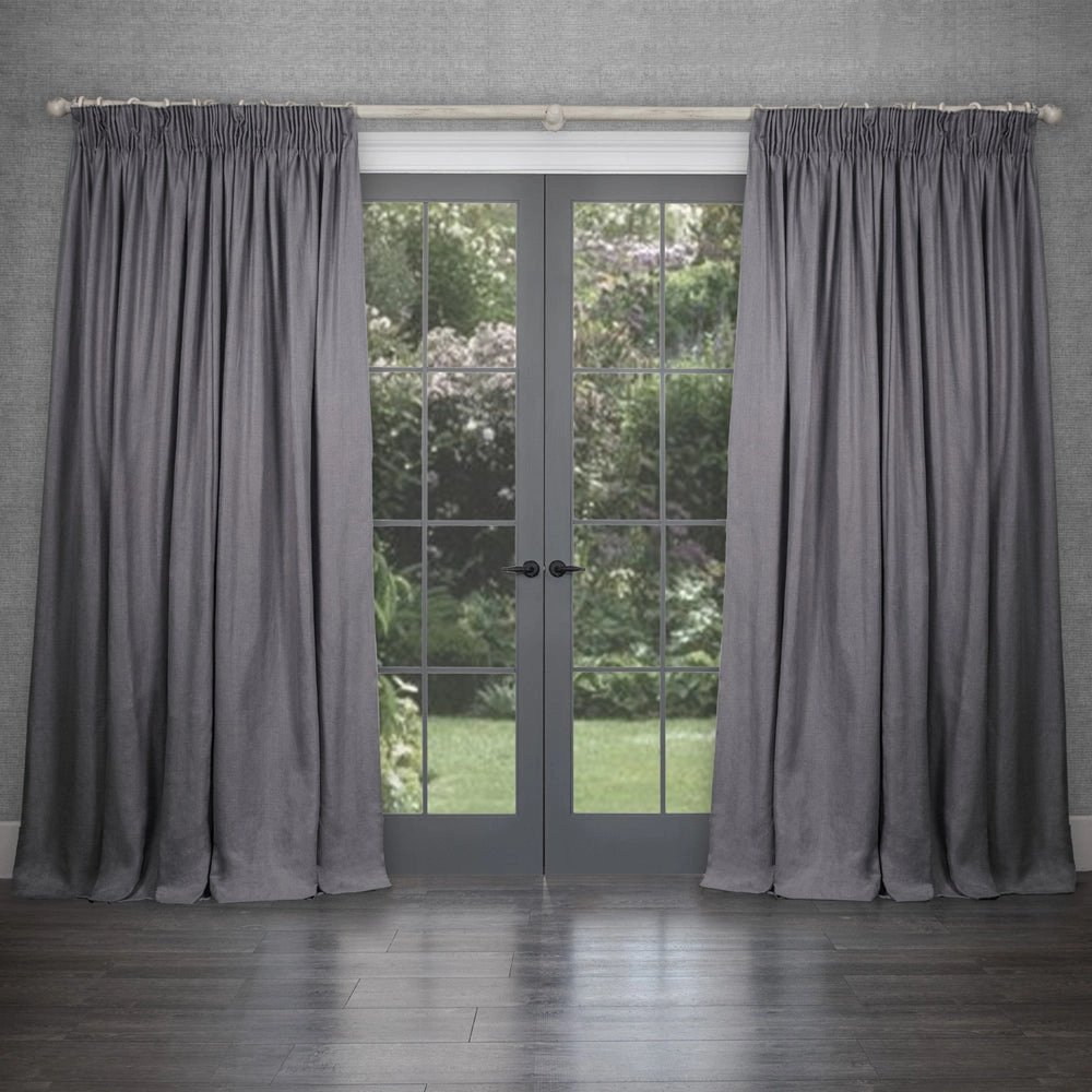 Emilio Woven Pencil Pleat Curtains Fossil
