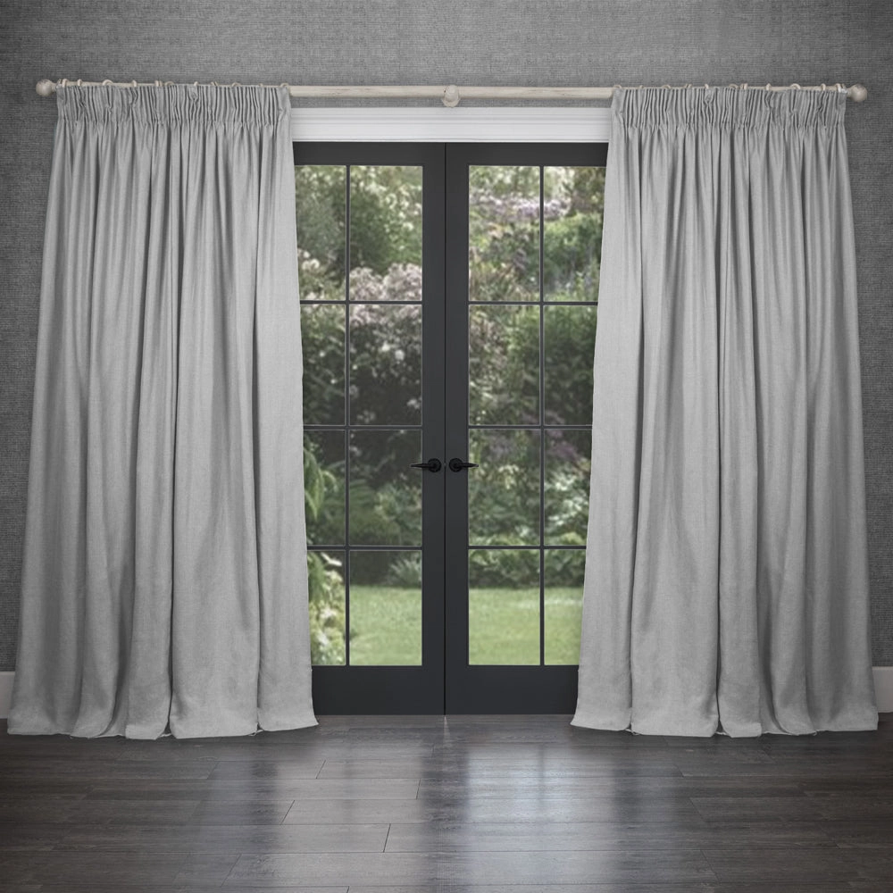 Emilio Woven Pencil Pleat Curtains Silver