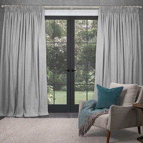 Emilio Woven Pencil Pleat Curtains Silver patterned fashion rug  