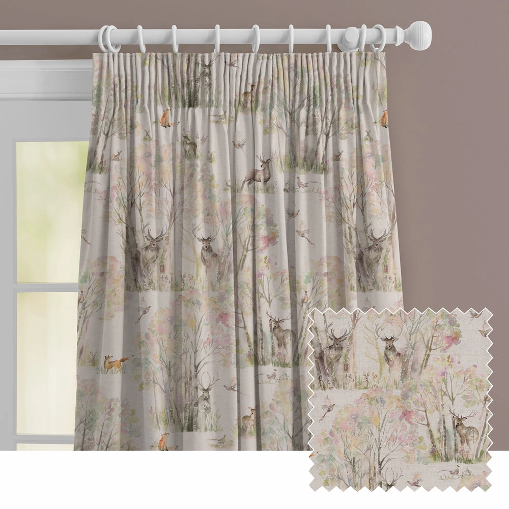 Enchanted Forest Printed Made to Measure Curtains Linen patterned fashion rug  