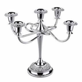 English Silver Plate Five Light Rose Scroll Candelabra home display ornament