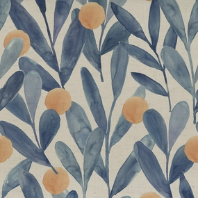 Enso Printed Cotton Fabric (By The Metre) Cobalt elegant table cloth  