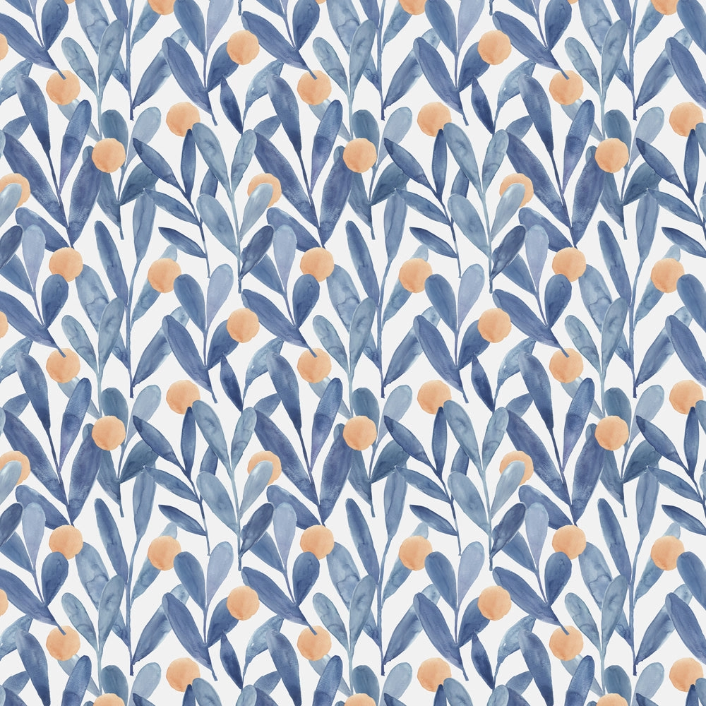 Enso Printed Cotton Fabric (By The Metre) Cobalt