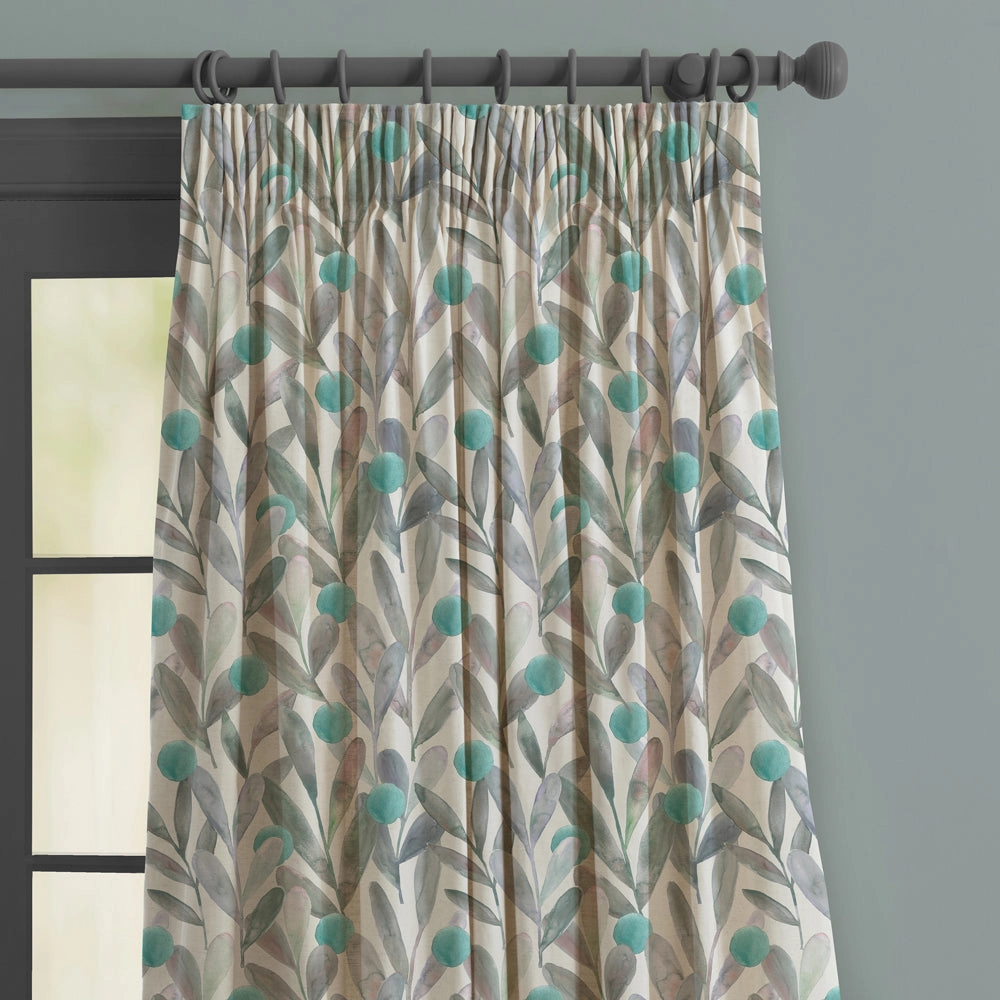 Enso Printed Made to Measure Curtains Aqua