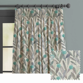 Enso Printed Made to Measure Curtains Aqua patterned fashion rug  