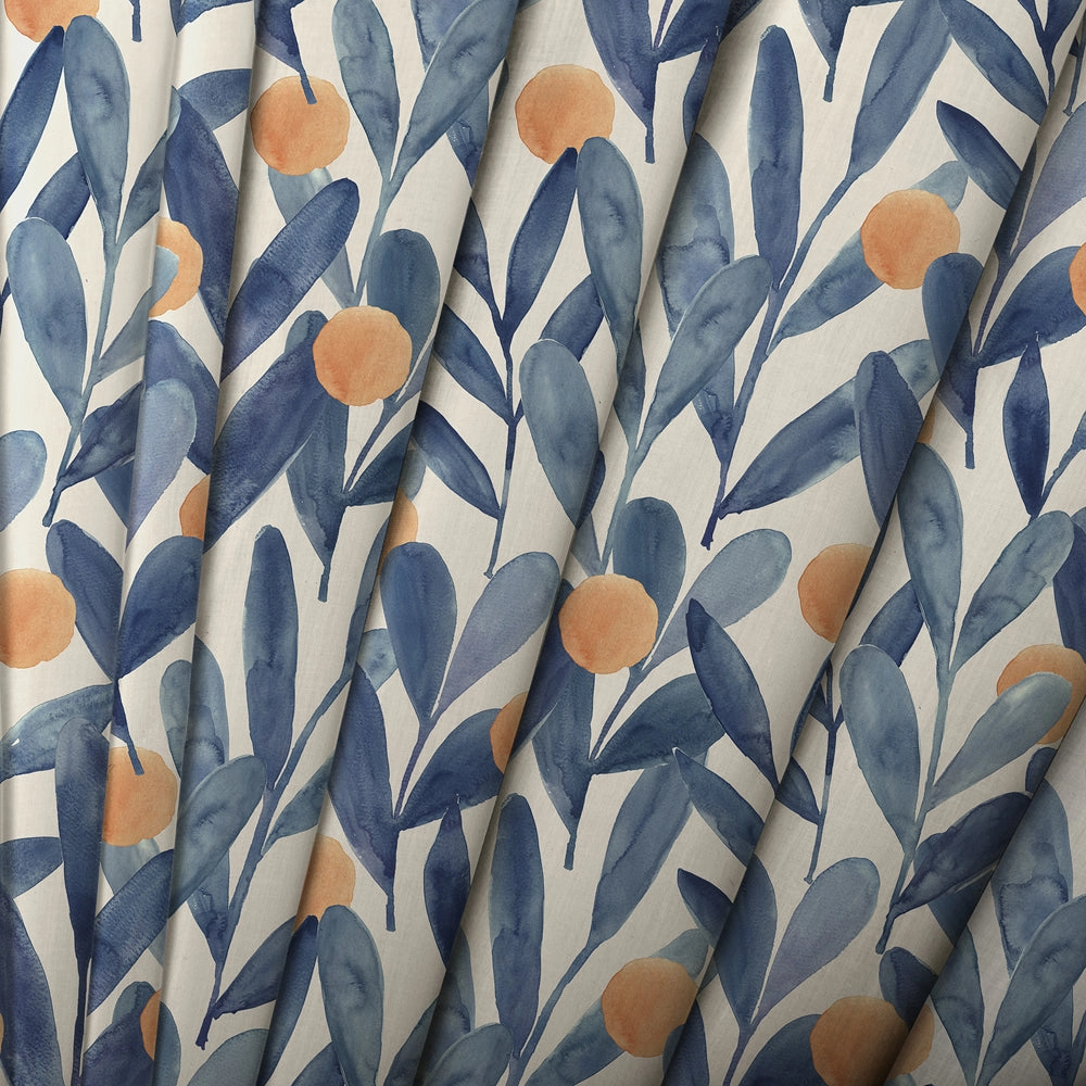 Enso Printed Made to Measure Curtains Cobalt
