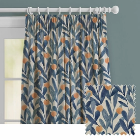 Enso Printed Made to Measure Curtains Cobalt patterned fashion rug  