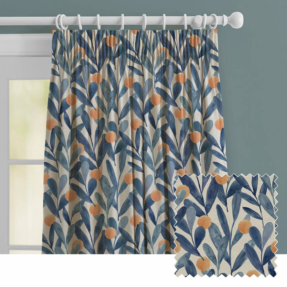 Enso Printed Made to Measure Curtains Cobalt patterned fashion rug  