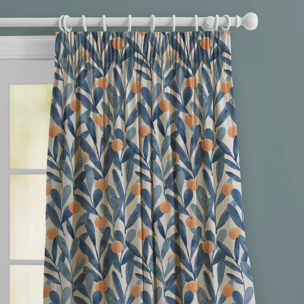 Enso Printed Made to Measure Curtains Cobalt