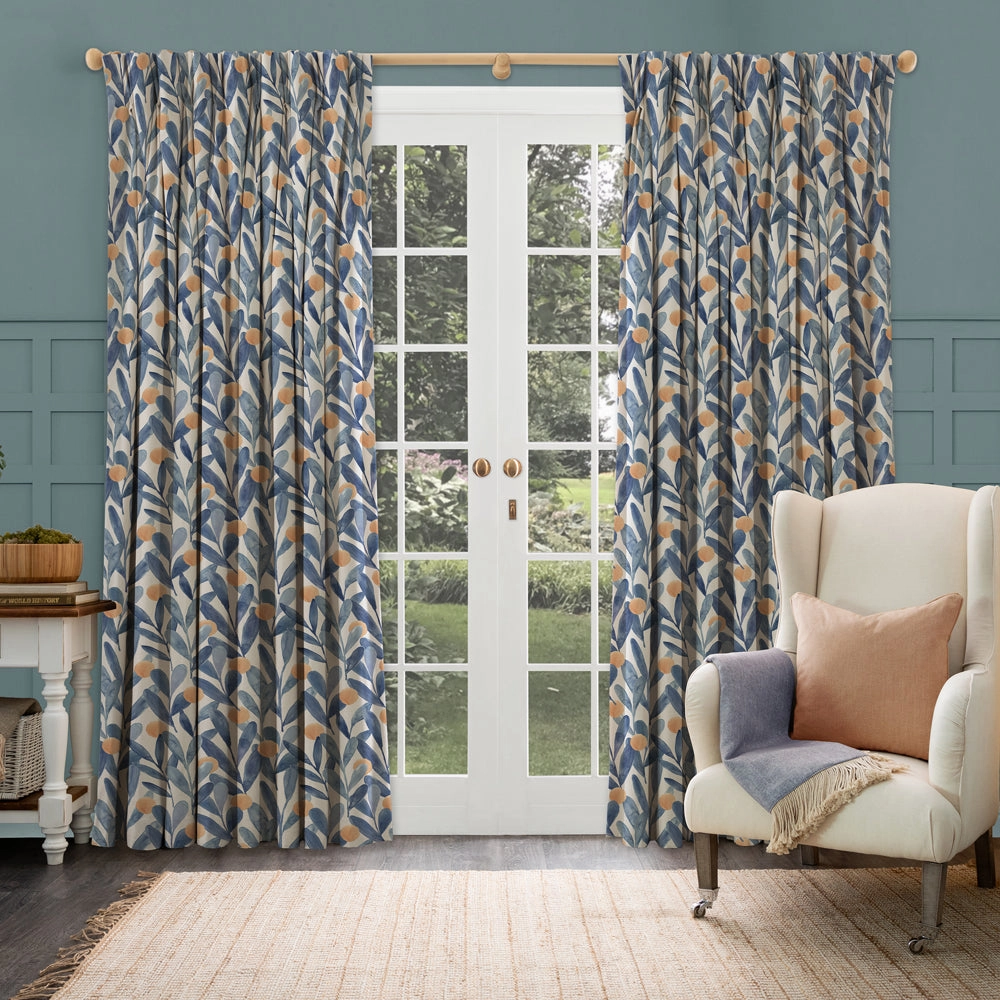 Enso Printed Made to Measure Curtains Cobalt