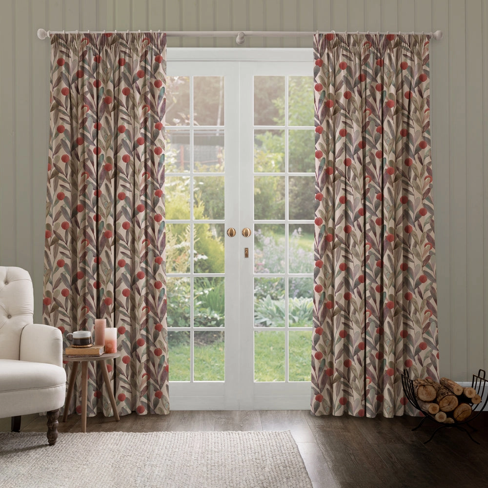 Enso Printed Made to Measure Curtains Mulberry