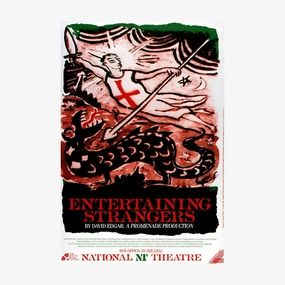 Entertaining Strangers 1987 Print vintage woodcut wallpaper