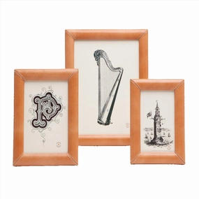 Eton Full-Grain Leather Frame in Aged Camel home display ornament