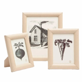 Eton Full-Grain Leather Frame in Cream home display ornament