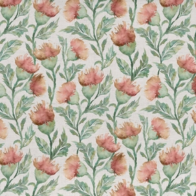 Ettrick Printed Cotton Fabric (By The Metre) Rust Cream elegant table cloth  