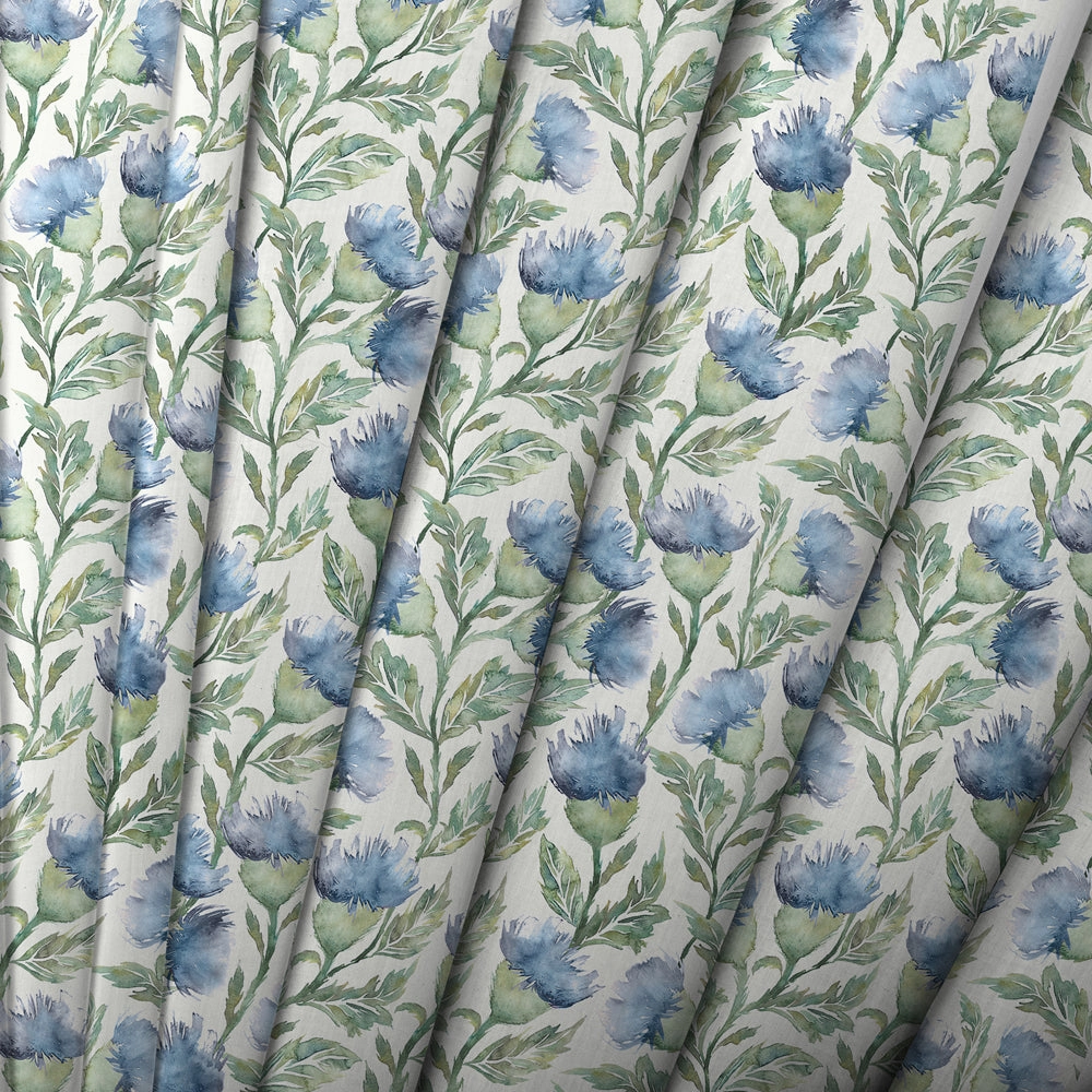 Ettrick Printed Made to Measure Curtains Bluebell Cream